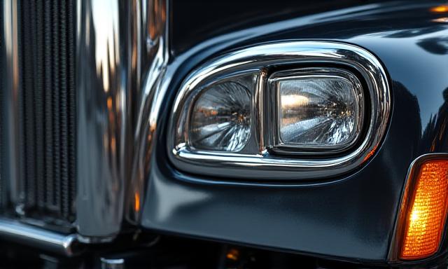 Detailed shot of a chrome truck grill